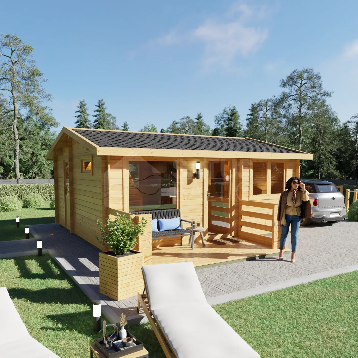 Arona 5.95×6.7 m – wooden cabin, 36.6 m², 3 rooms