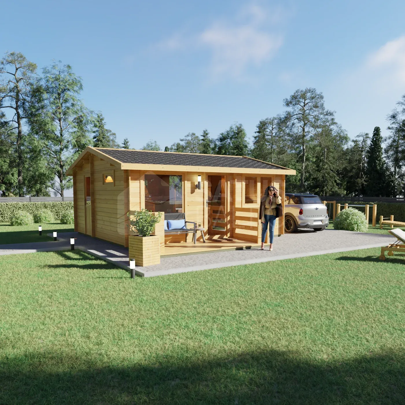 Arona 5.95×6.7 m – wooden cabin, 36.6 m², 3 rooms