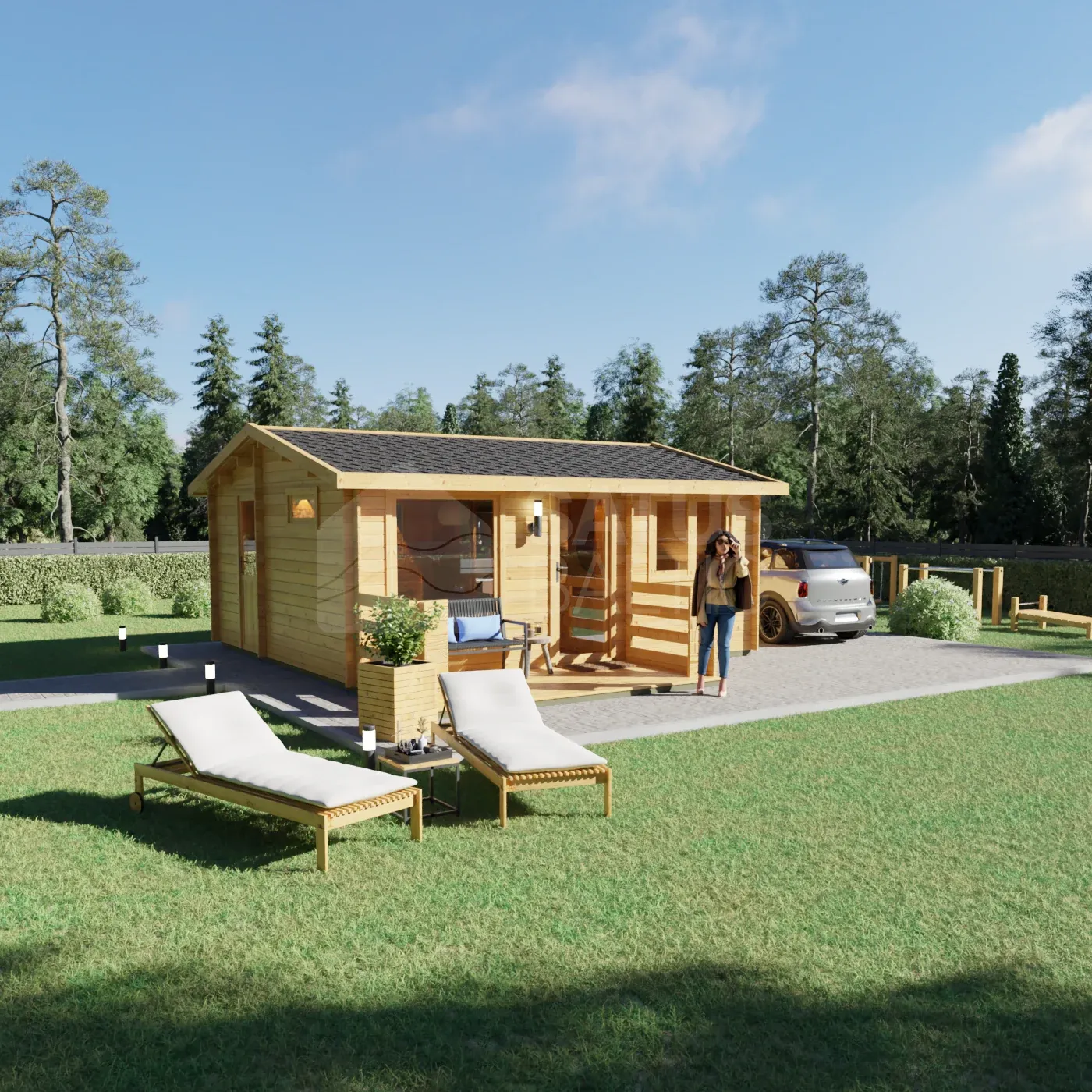 Arona 5.95×6.7 m – wooden cabin, 36.6 m², 3 rooms