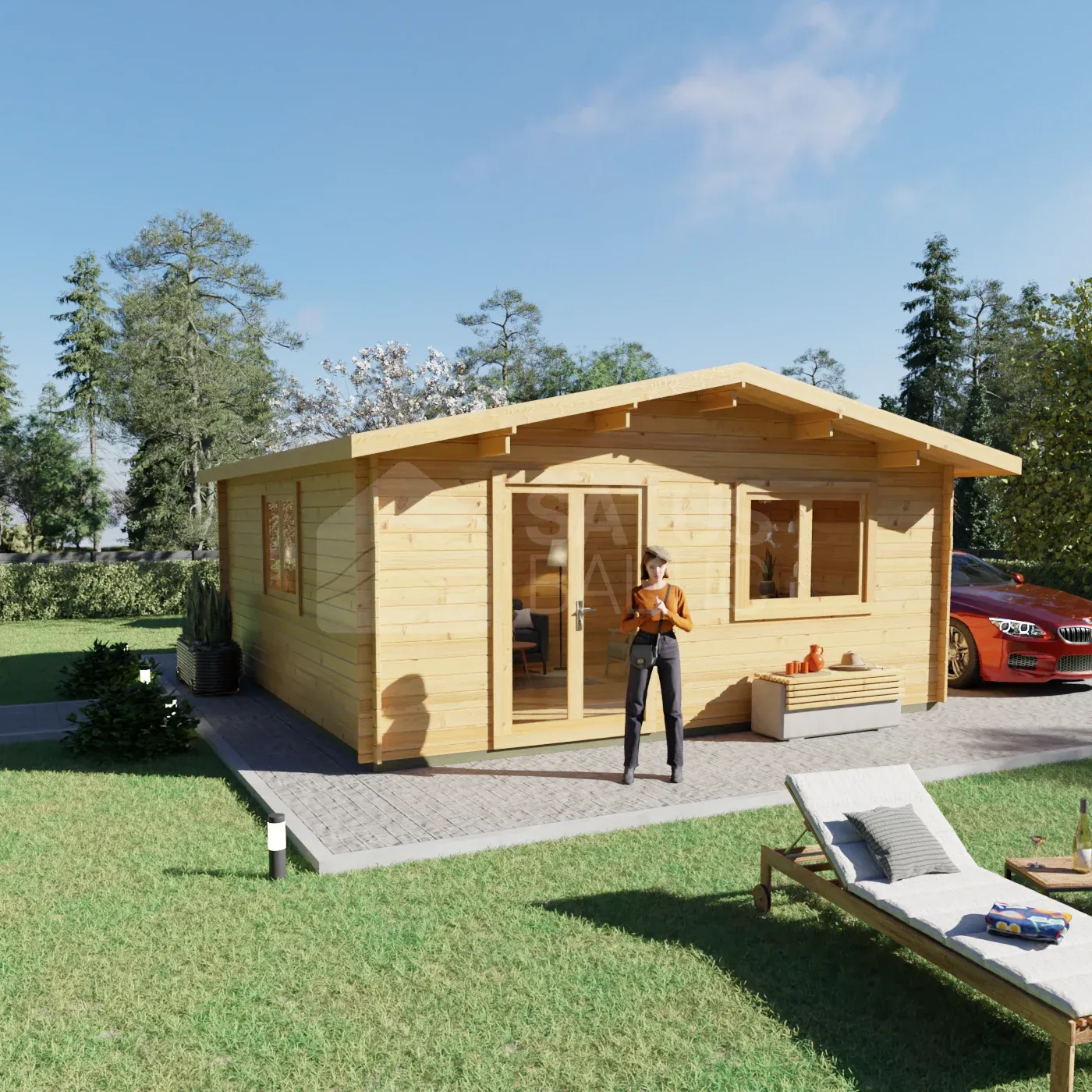 Brenzo 5.95×5.95 m – wooden cabin, 35.4 m², 1 room