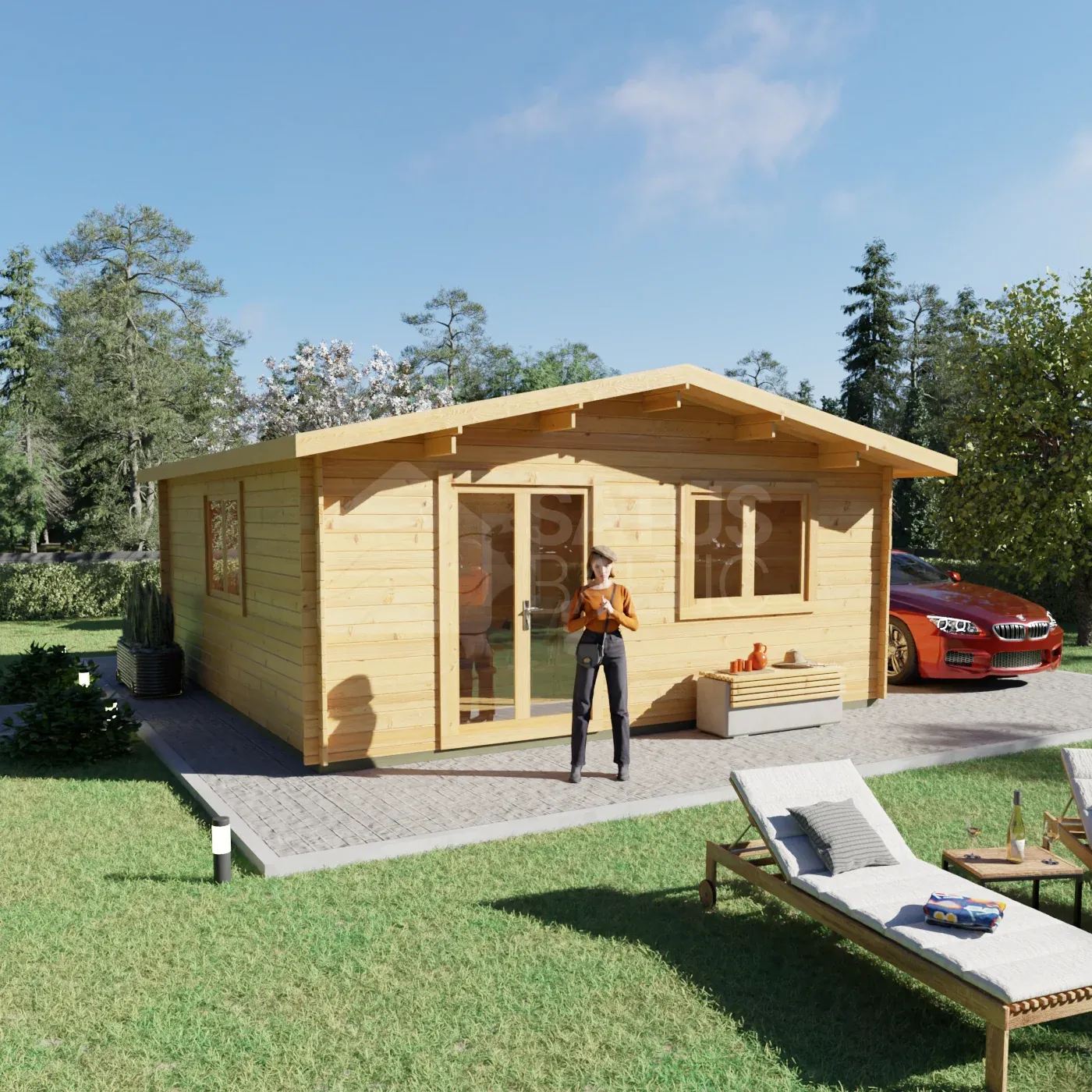 Brenzo 5.95×5.95 m – wooden cabin, 35.4 m², 1 room